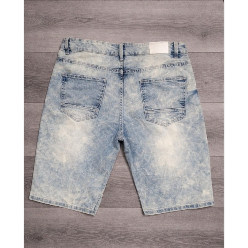 Southpole Mens Slim Fit Acid Wash 12" Denim Shorts Light Blue Size 34 Y2K - Picture 2 of 12